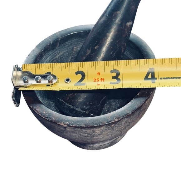 Mortal & Pestle Set Solid Natural Marble Brown 4" Made in India - Picture 7 of 7